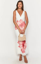 Beck White Floral Print Maxi Dress
